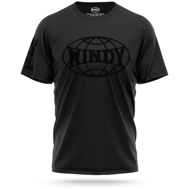 T-shirt Nera Stampata in Nero Windy