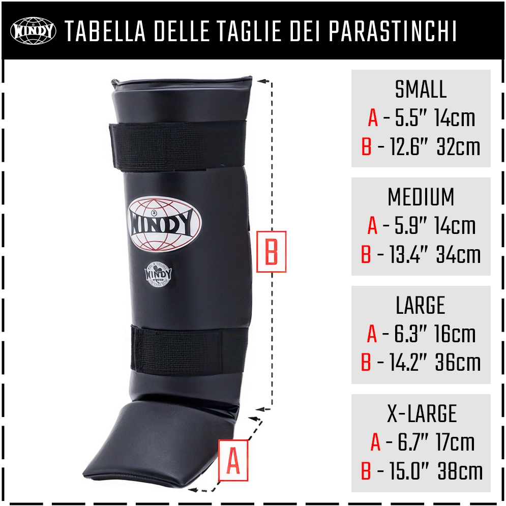 TABELLA DELLE TAGLIE DEI PARASTINCHI